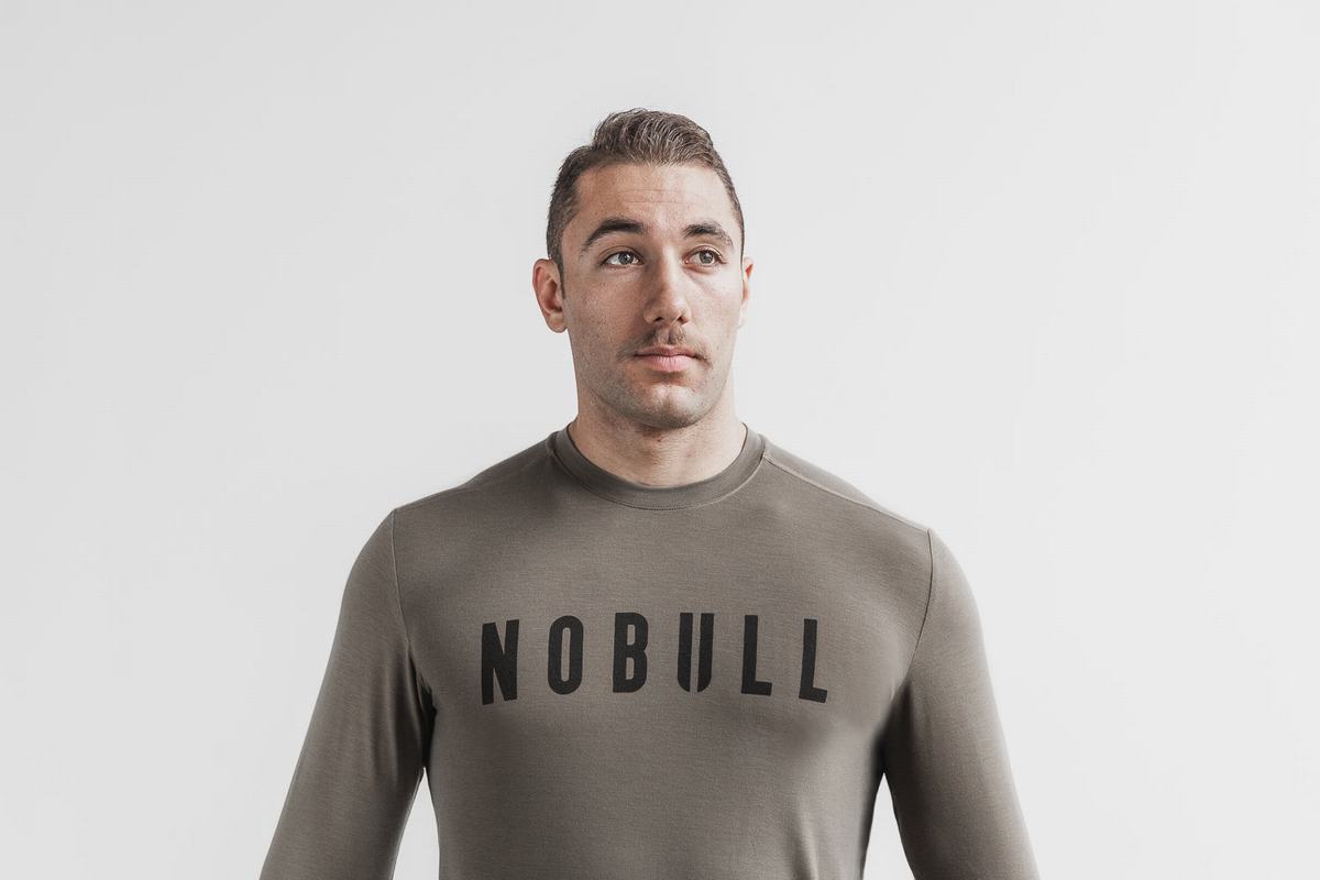 Nobull Men's Long Sleeves Brown | Australia (JQ9612)